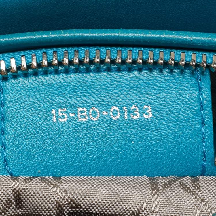 Pre Owned Dior Turquoise Blue Cannage Leather Medium Lady Dior Tote