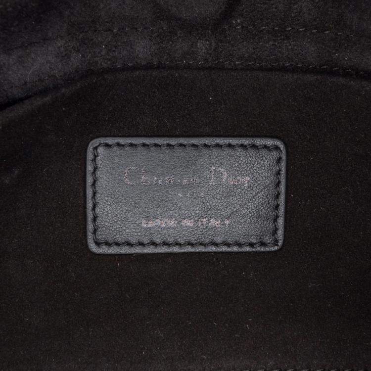 Pre Owned Dior Black White Canvas Macro Houndstooth Medium Lady D Joy Bag