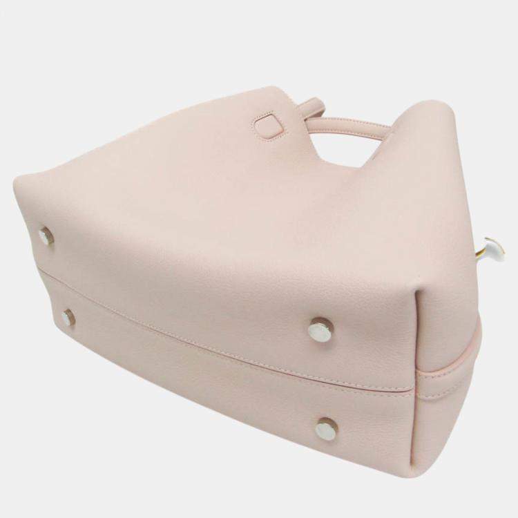 Pre Owned Dior Light Pink/Yellow Leather Blossom Medium Tote Bag