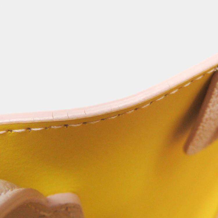 Pre Owned Dior Light Pink/Yellow Leather Blossom Medium Tote Bag