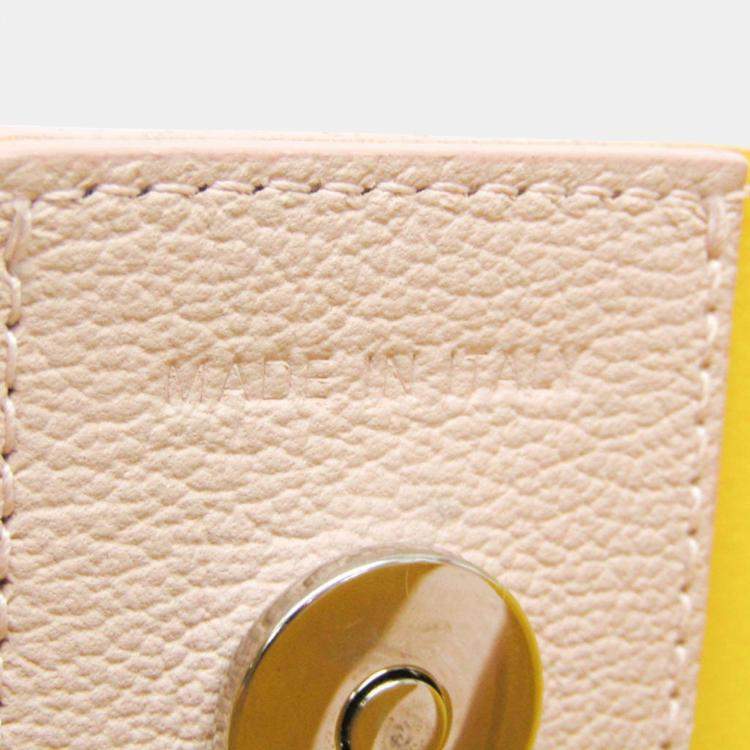 Pre Owned Dior Light Pink/Yellow Leather Blossom Medium Tote Bag