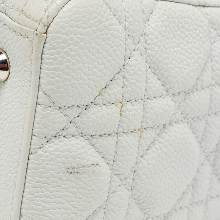 Pre Owned Dior Mint Green Cannage Leather Medium Lady Dior Tote