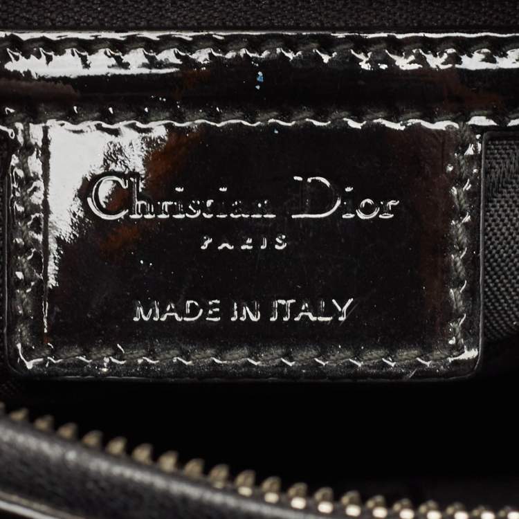 Pre Owned Dior Black Cannage Patent Leather Large Lady Dior Tote
