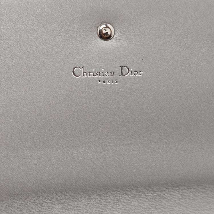 Pre Owned Dior Grey Cannage Leather Diorama Wallet On Chain