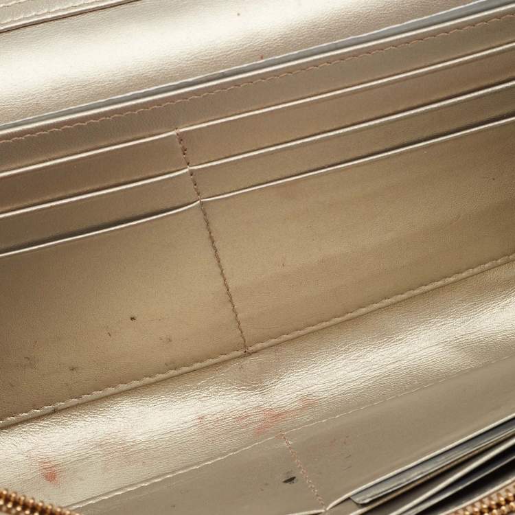 Pre Owned Dior Pale Gold Leather Diorama Wallet on Chain