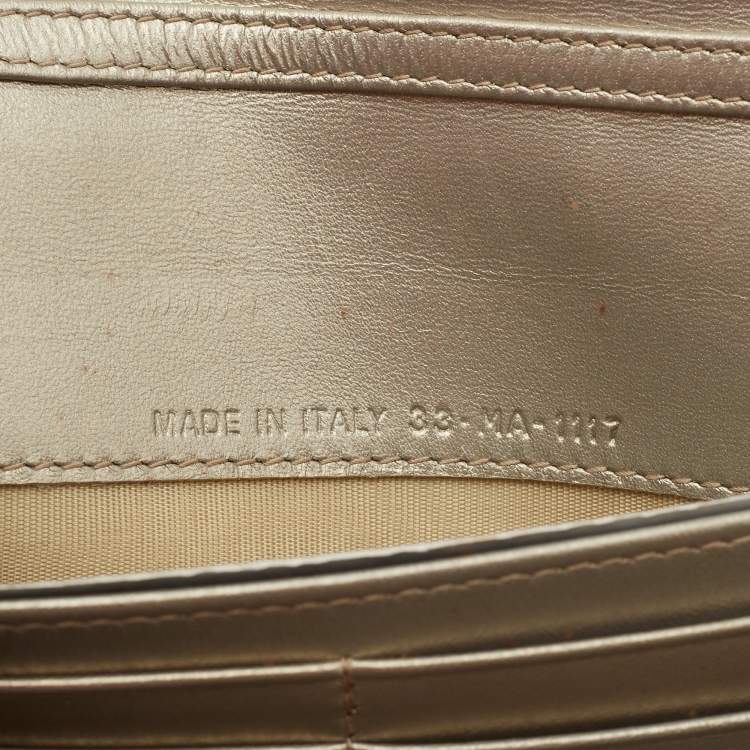 Pre Owned Dior Pale Gold Leather Diorama Wallet on Chain