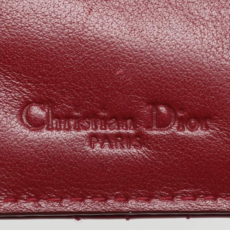 Pre Owned Dior Red Patent Leather Lady Dior Card Holder