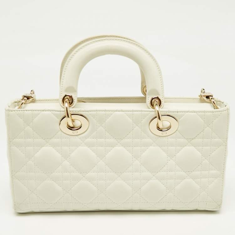 Pre Owned Dior White Cannage Leather Medium Lady D-Joy Tote