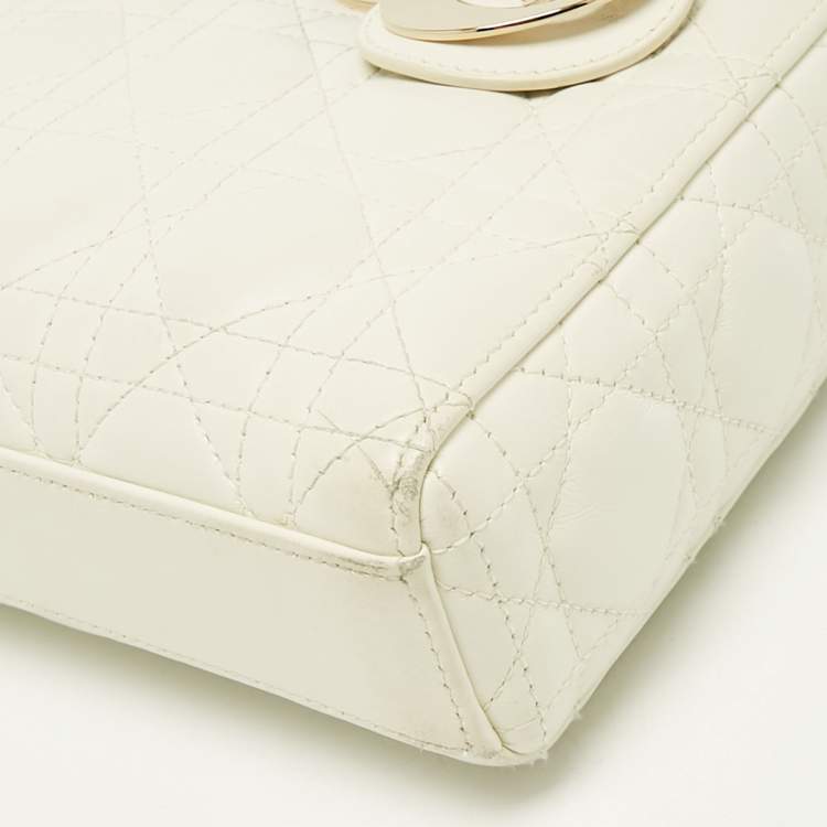 Pre Owned Dior White Cannage Leather Medium Lady D-Joy Tote