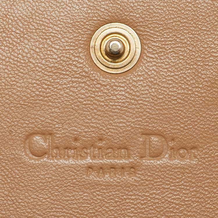 Pre Owned Dior Beige Woven Patent and Leather Lady Dior Rendezvous Wallet on Chain