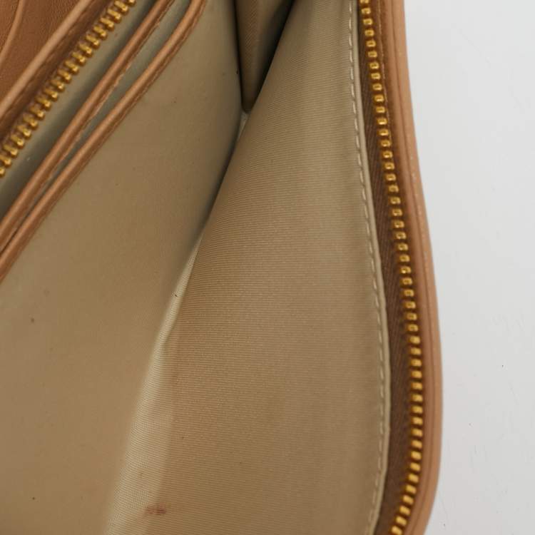 Pre Owned Dior Beige Woven Patent and Leather Lady Dior Rendezvous Wallet on Chain