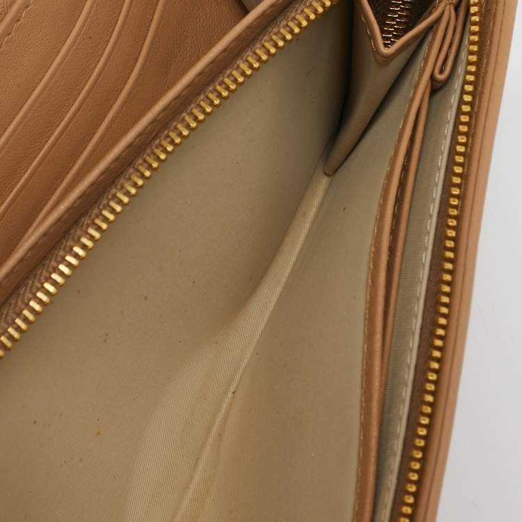 Pre Owned Dior Beige Woven Patent and Leather Lady Dior Rendezvous Wallet on Chain