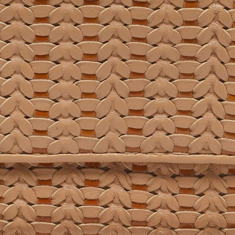 Pre Owned Dior Beige Woven Patent and Leather Lady Dior Rendezvous Wallet on Chain