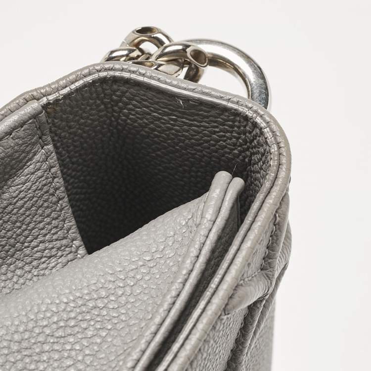 Pre Owned Dior Grey Leather Medium Diorama Flap Shoulder Bag