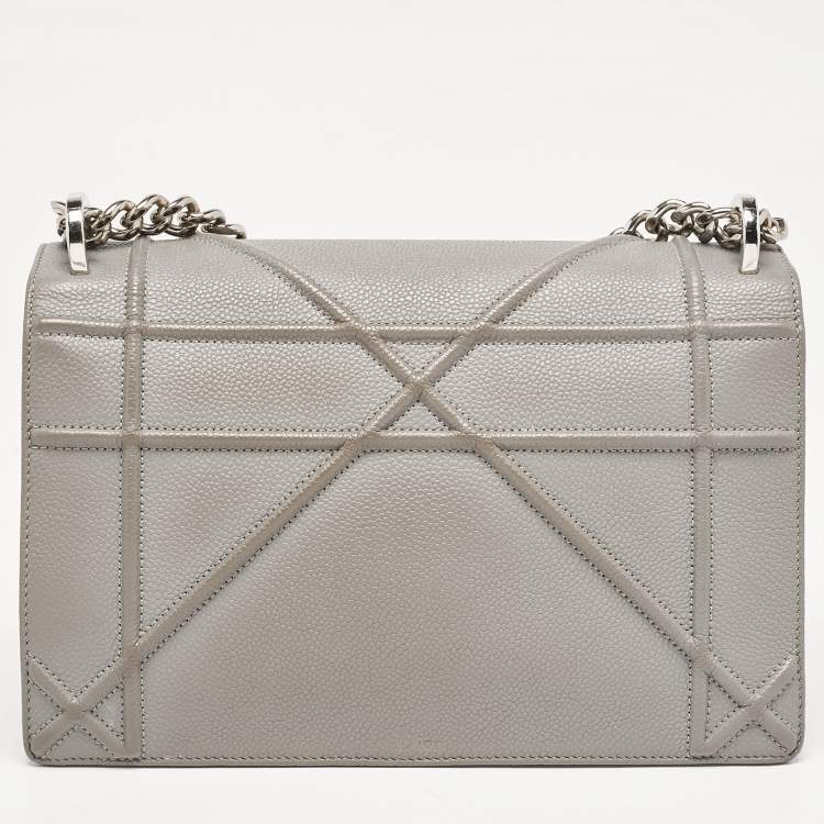 Pre Owned Dior Grey Leather Medium Diorama Flap Shoulder Bag