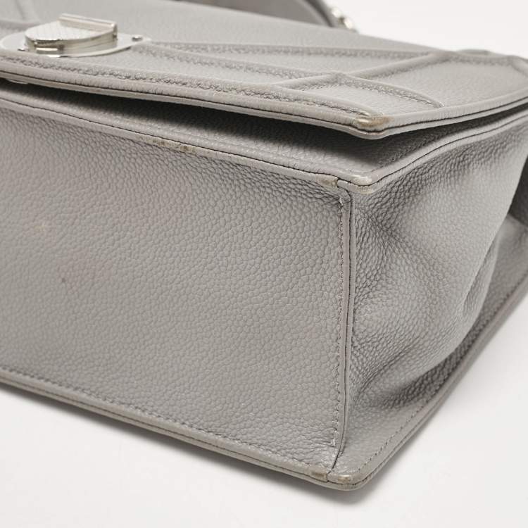Pre Owned Dior Grey Leather Medium Diorama Flap Shoulder Bag