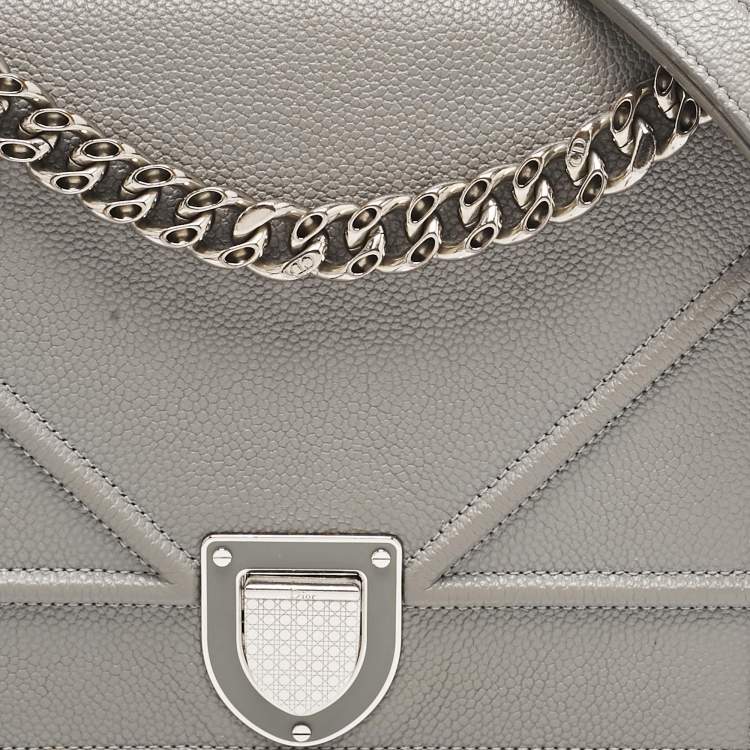 Pre Owned Dior Grey Leather Medium Diorama Flap Shoulder Bag