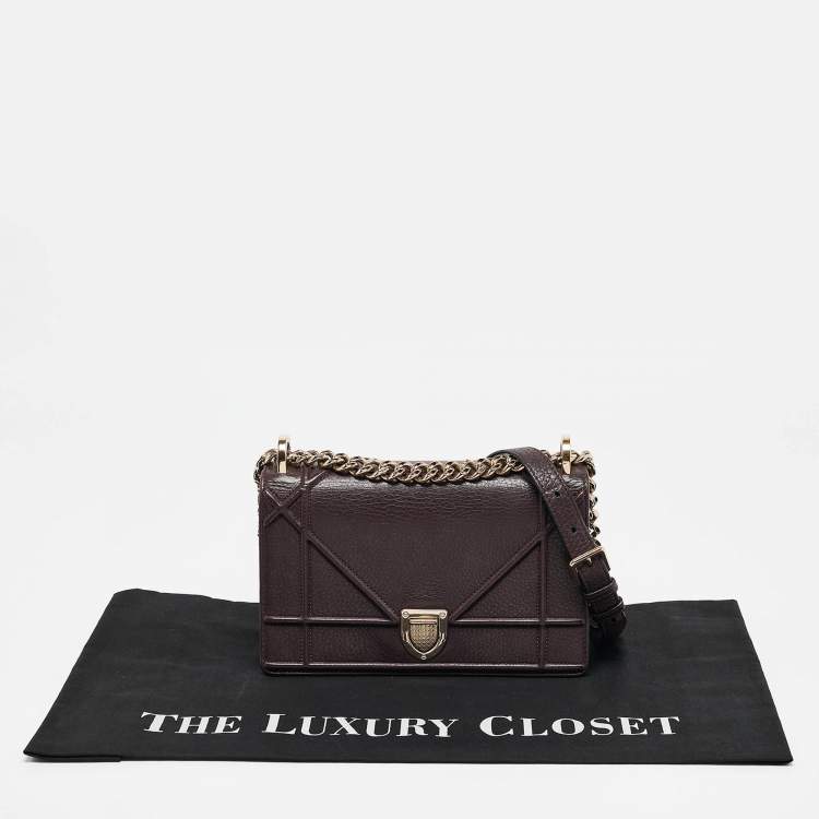 Pre Owned Dior Burgundy Leather Small Diorama Shoulder Bag