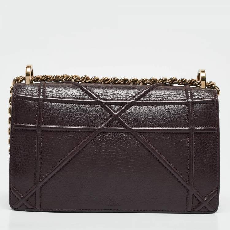 Pre Owned Dior Burgundy Leather Small Diorama Shoulder Bag
