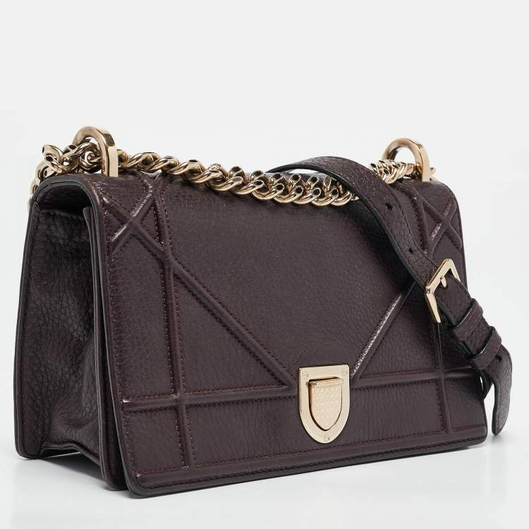 Pre Owned Dior Burgundy Leather Small Diorama Shoulder Bag