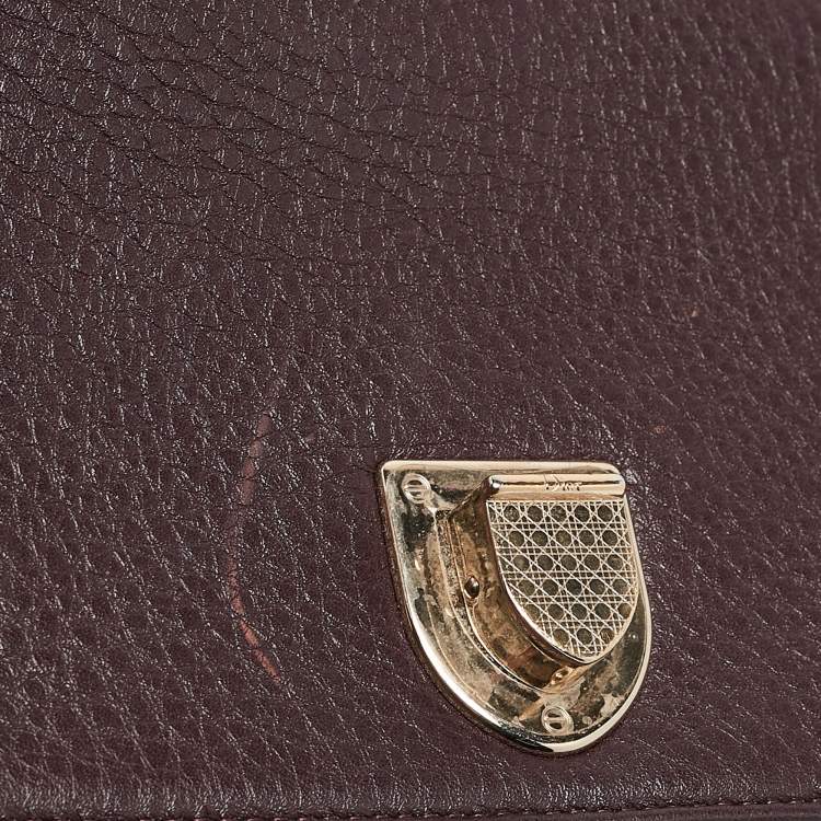 Pre Owned Dior Burgundy Leather Small Diorama Shoulder Bag