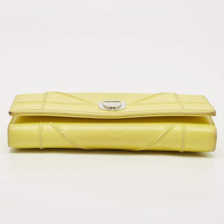 Pre Owned Dior Yellow Leather Diorama Wallet on Chain