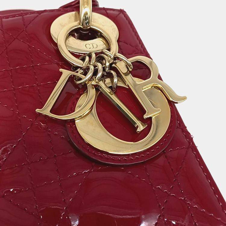 Pre Owned Dior Red Patent Leather Lady Mini Bag