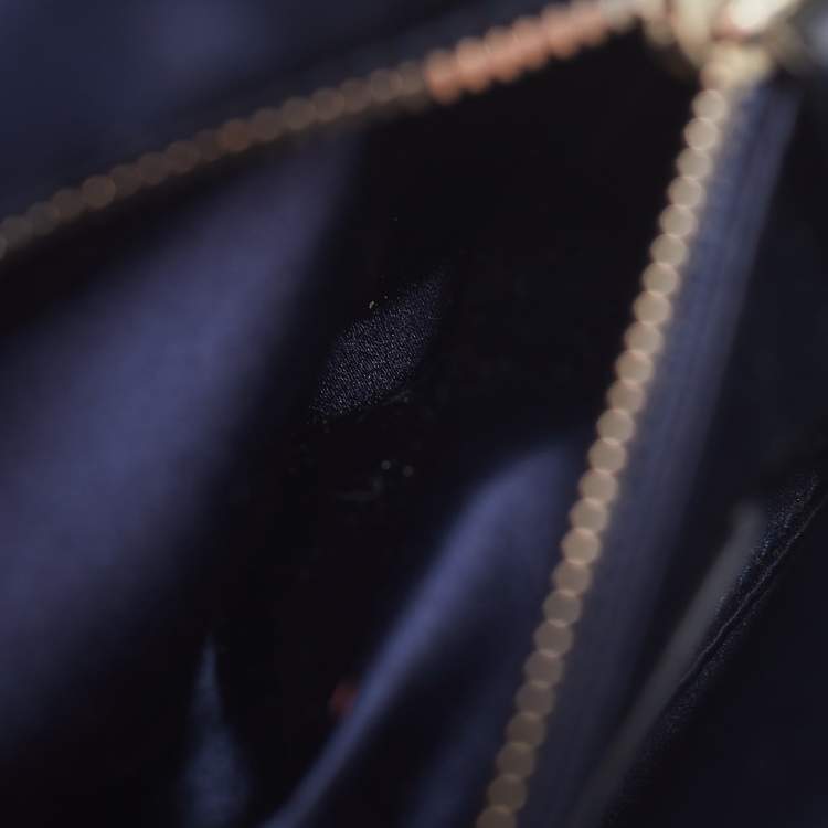 Pre Owned Dior Navy Blue Cannage Crystal Satin Mini Lady Dior Tote