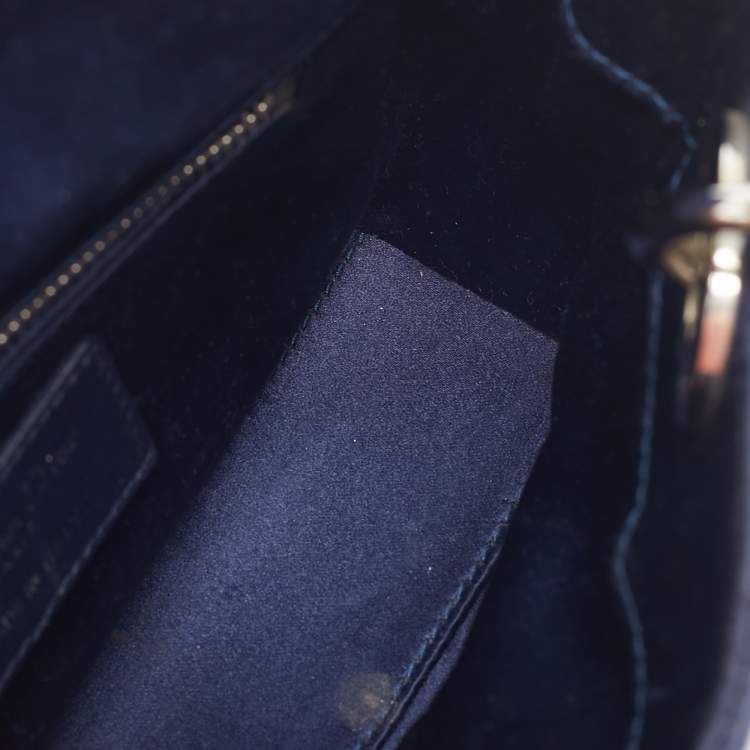 Pre Owned Dior Navy Blue Cannage Crystal Satin Mini Lady Dior Tote