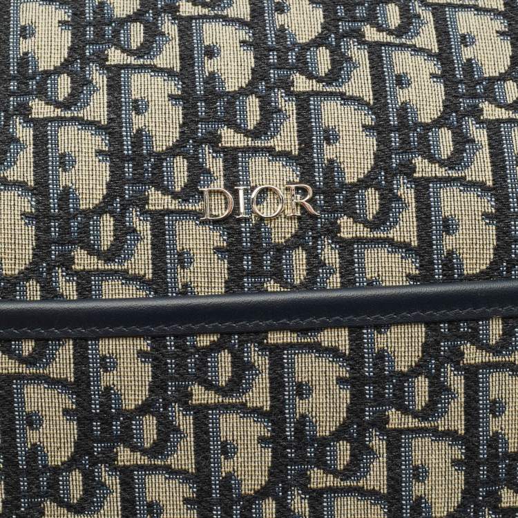 Pre Owned Dior Navy Blue Oblique Canvas Changing Bag