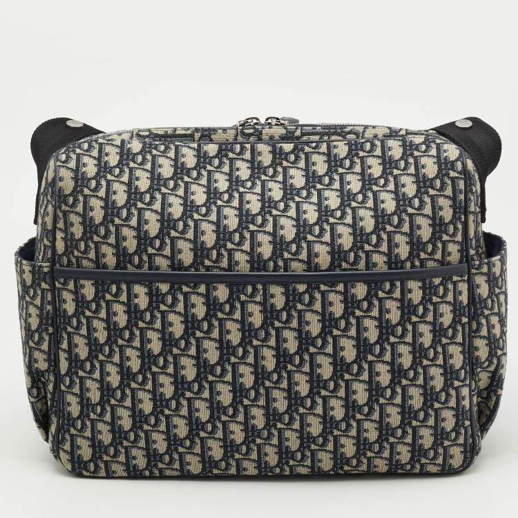 Pre Owned Dior Navy Blue Oblique Canvas Changing Bag