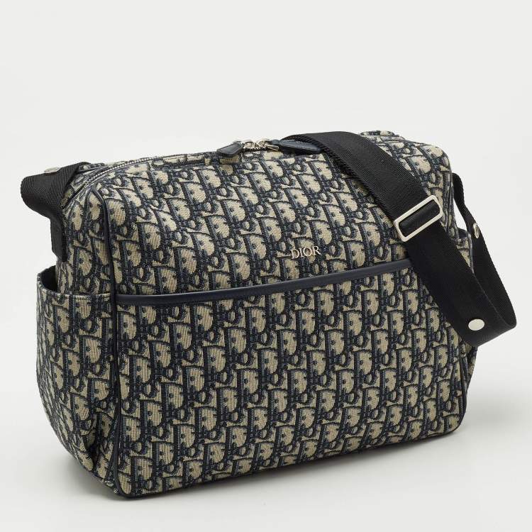 Pre Owned Dior Navy Blue Oblique Canvas Changing Bag