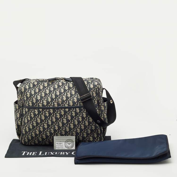 Pre Owned Dior Navy Blue Oblique Canvas Changing Bag