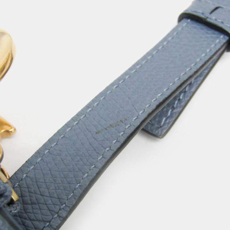 Pre Owned Dior Light Blue Gray Leather Saddle Shoulder Bag