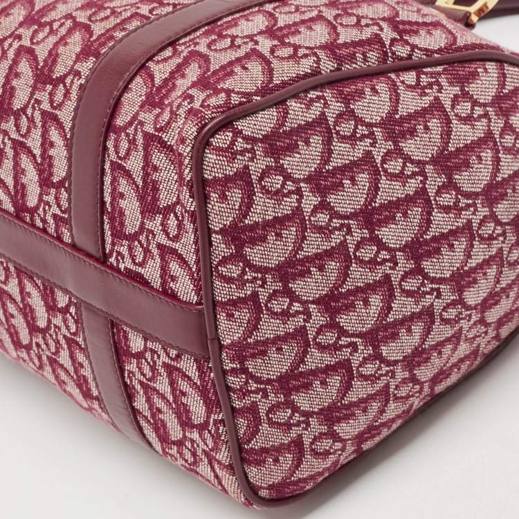 Pre Owned Dior Red Oblique Canvas and Leather Boston Bag