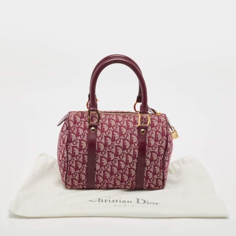 Pre Owned Dior Red Oblique Canvas and Leather Boston Bag