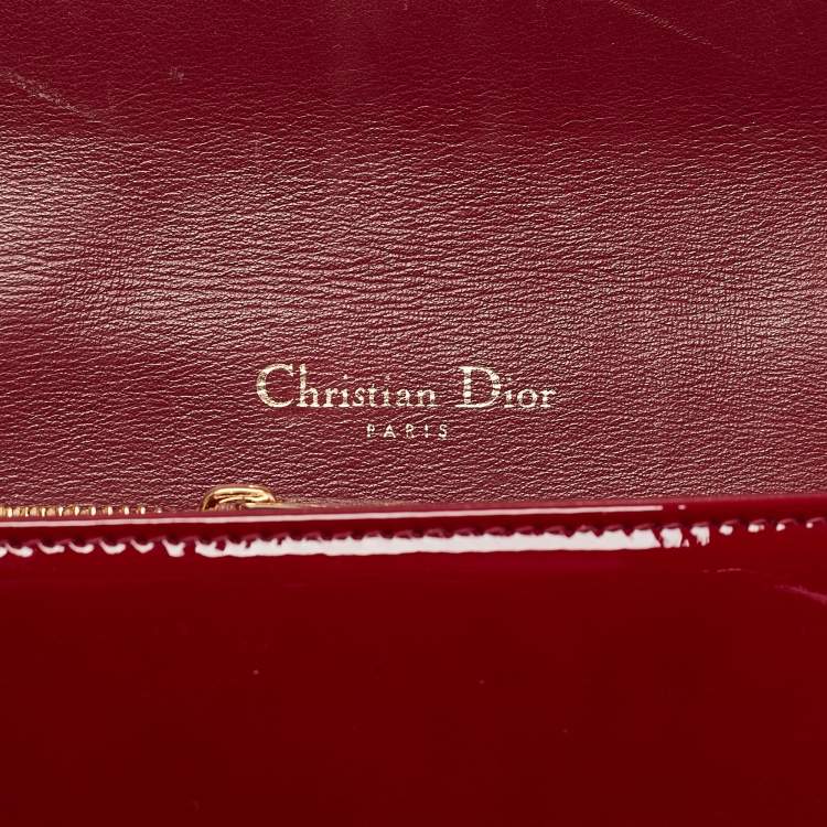 Pre Owned Dior Red Cannage Patent Leather Lady Dior Pouch Chain Clutch