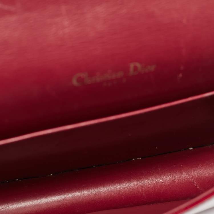 Pre Owned Dior Red Cannage Patent Leather Lady Dior Pouch Chain Clutch