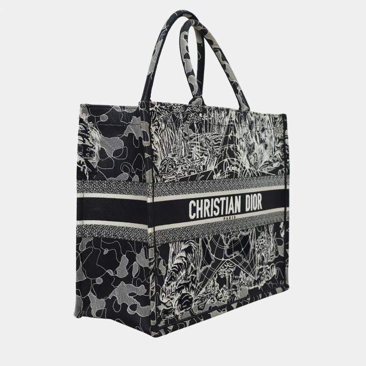 Pre Owned Christian Dior Canvas Embroidered Large Around The World Book Tote