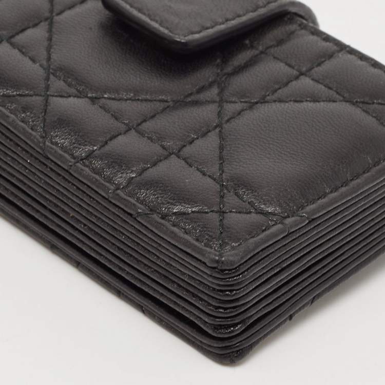 Pre Owned Dior Black Cannage Leather Lady Dior 5 Gusset Card Holder