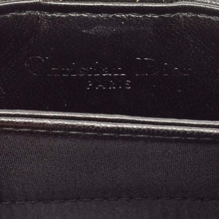 Pre Owned Dior Black Cannage Leather Lady Dior 5 Gusset Card Holder