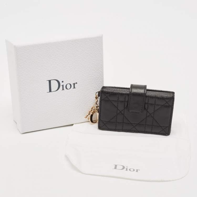 Pre Owned Dior Black Cannage Leather Lady Dior 5 Gusset Card Holder