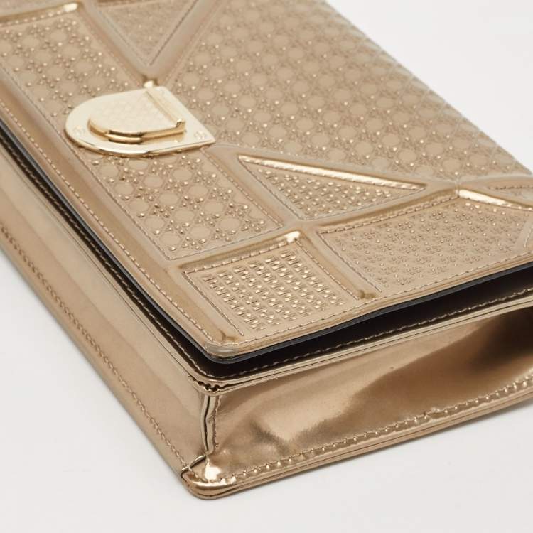 Pre Owned Dior Gold Leather Diorama Wallet on Chain