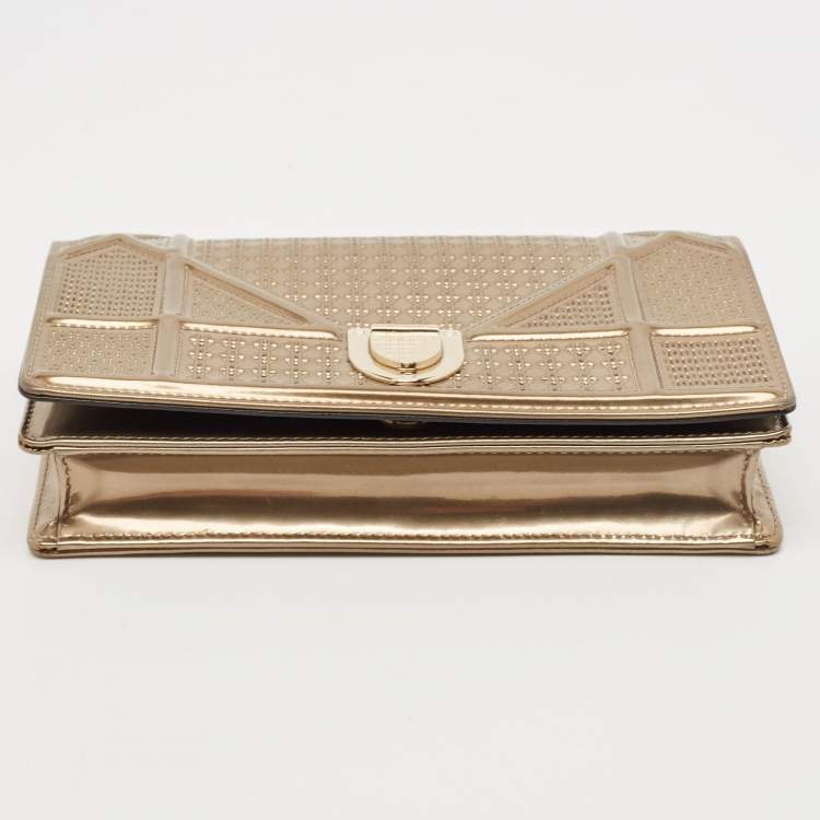 Pre Owned Dior Gold Leather Diorama Wallet on Chain
