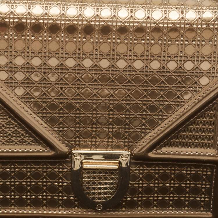 Pre Owned Dior Gold Leather Diorama Wallet on Chain