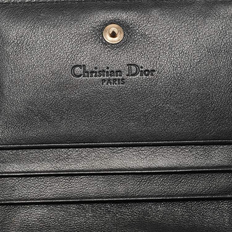 Pre Owned Dior Black Cannage Patent Leather Lady Dior Card Case