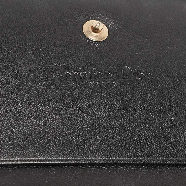 Pre Owned Dior Black Cannage Patent Leather Lady Dior Card Case
