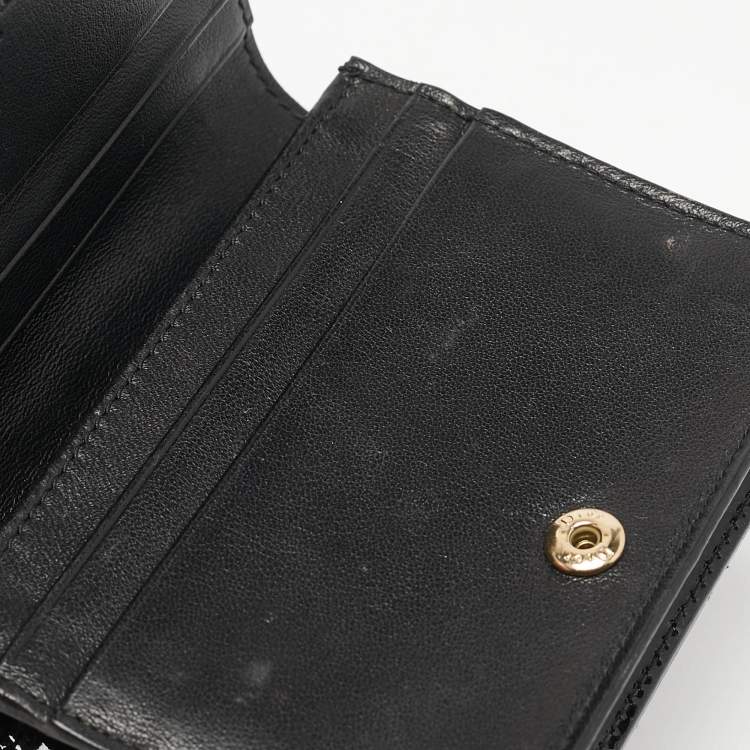 Pre Owned Dior Black Cannage Patent Leather Lady Dior Card Case