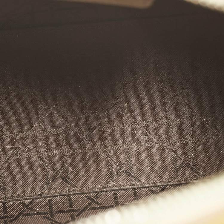 Pre Owned Dior Cream Cannage Patent Leather Medium Lady Dior Tote