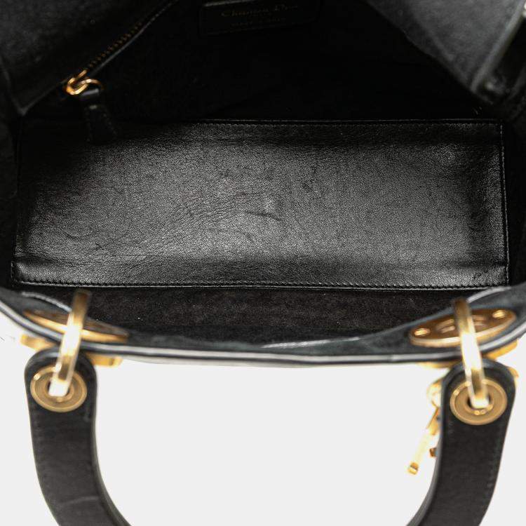 Pre Owned Dior Black Medium Calfskin Death Tarot Card Lady Dior Bag